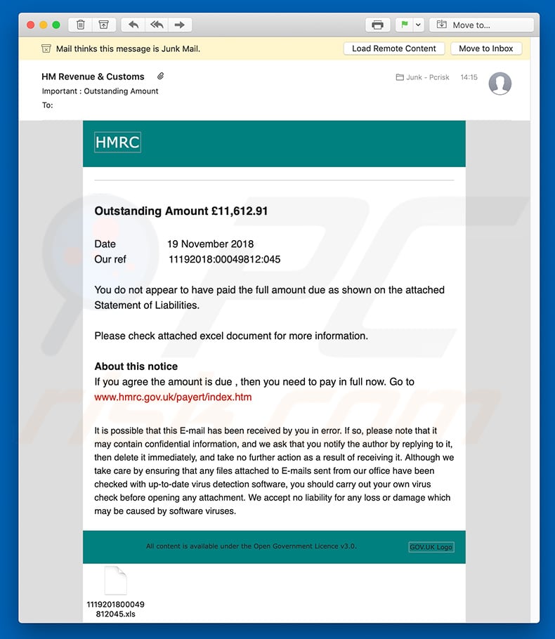 Another variant of HMRC Email Virus spam campaign