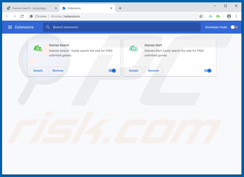 Removing games.searchalgo.com related Google Chrome extensions