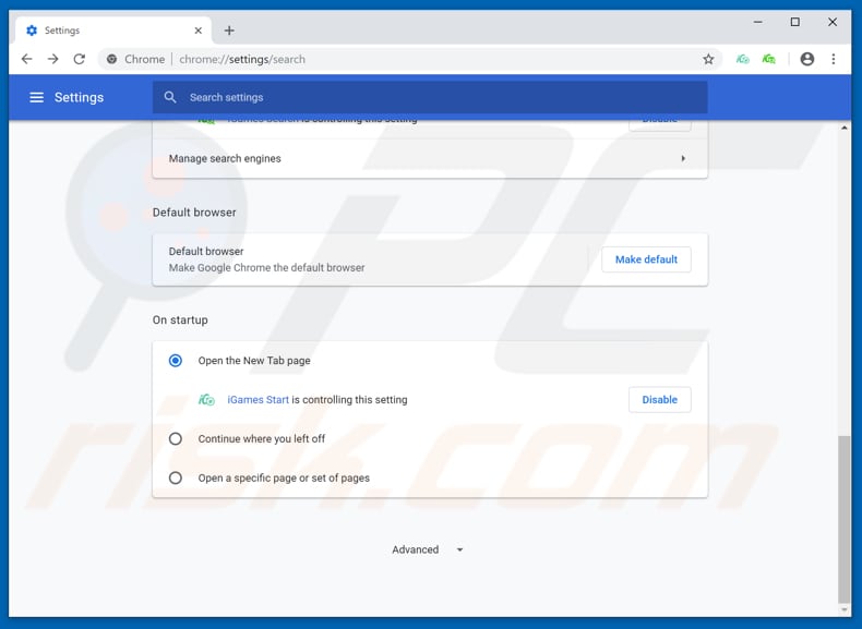 Removing games.searchalgo.com from Google Chrome homepage