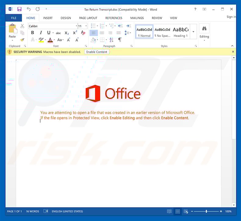 IRS Email Virus malicious attachment