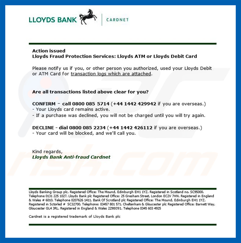 Lloyds Bank Email Virus spam campaign letter distributing Ursnif