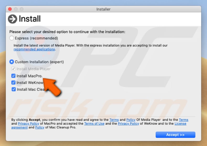 installer promoting MacPro Install adware