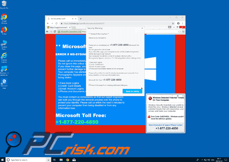 Second variant of MS-SYSINFO32 pop-up scam gif