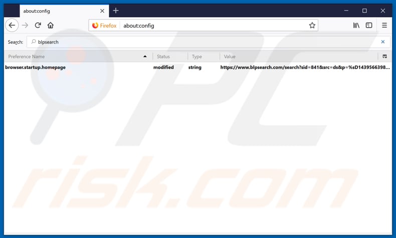 Removing blpsearch.com from Mozilla Firefox default search engine