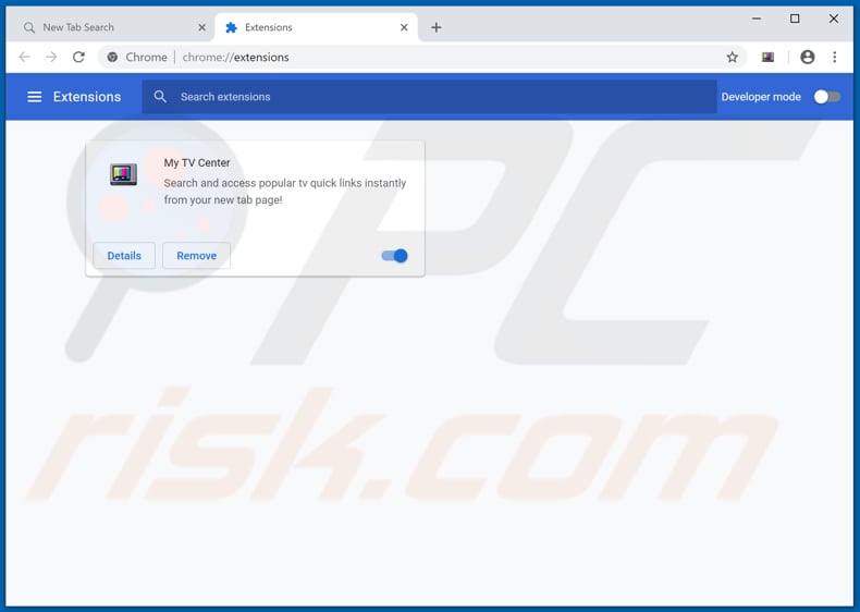 Removing search.hmytvcenter.co related Google Chrome extensions