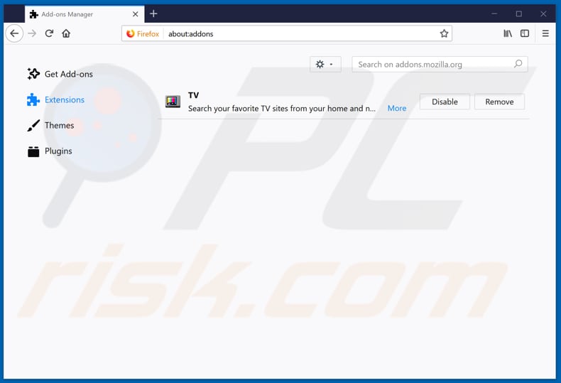 Removing search.hmytvcenter.co related Mozilla Firefox extensions