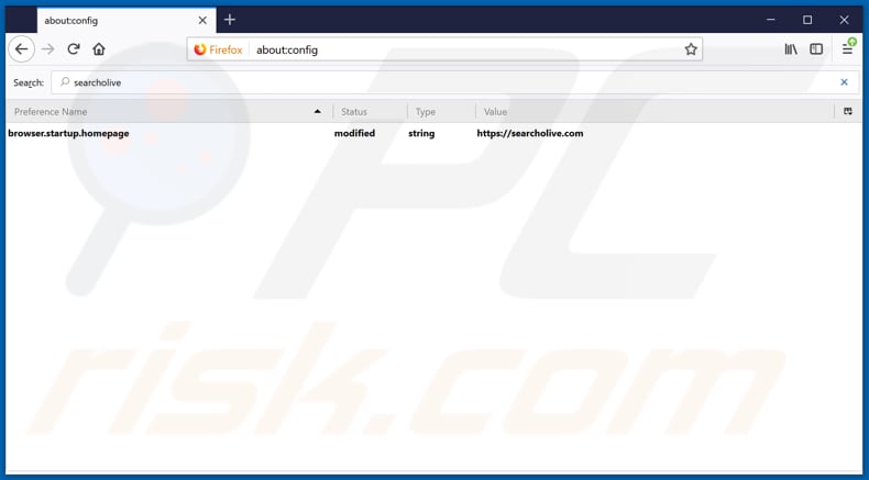 Removing searcholive.com from Mozilla Firefox default search engine