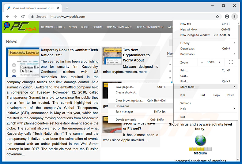 Removing organicalews.info  ads from Google Chrome step 1