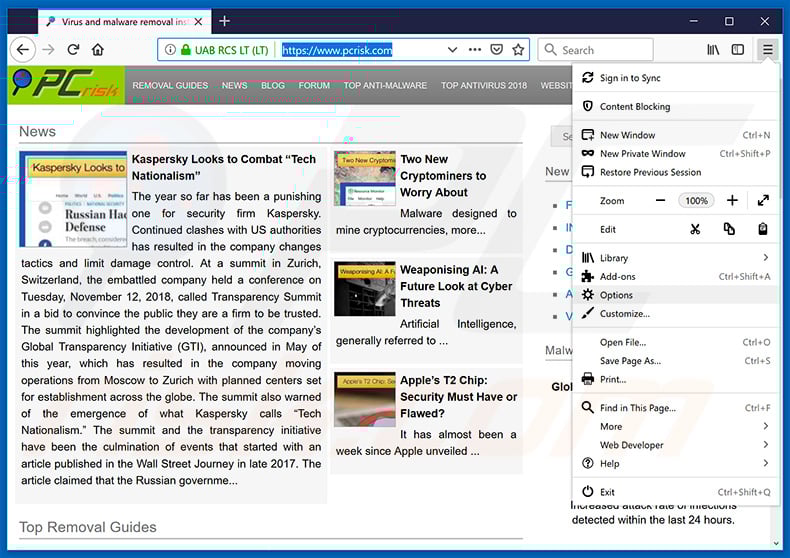 Removing organicalews.info ads from Mozilla Firefox step 1