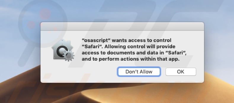 Osascript wants to control Safari scam