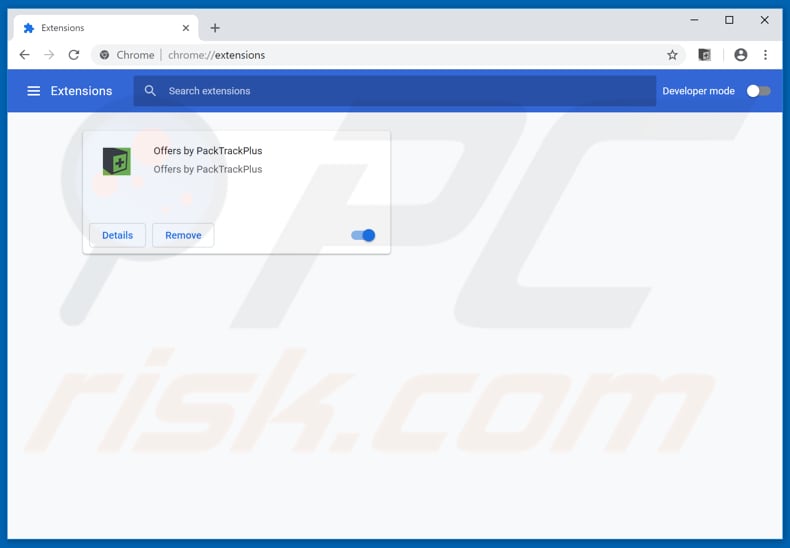 Removing PackTrackPlus ads from Google Chrome step 2
