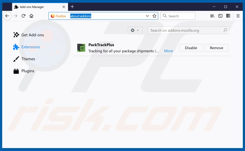 Removing PackTrackPlus ads from Mozilla Firefox step 2