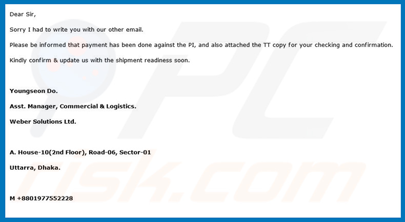 Proforma Email Virus
