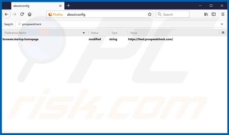 Removing feed.prospeedcheck.com from Mozilla Firefox default search engine