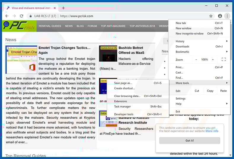 Removing pushthenme.info  ads from Google Chrome step 1