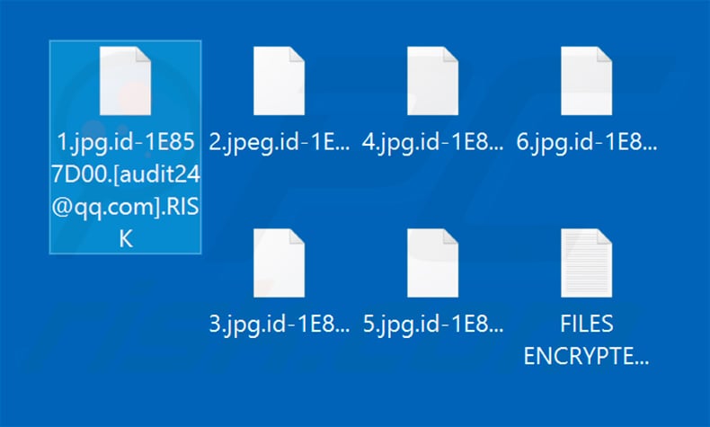 Files encrypted by RISK ransomware