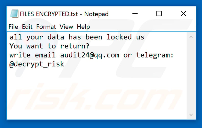 RISK ransomware text file