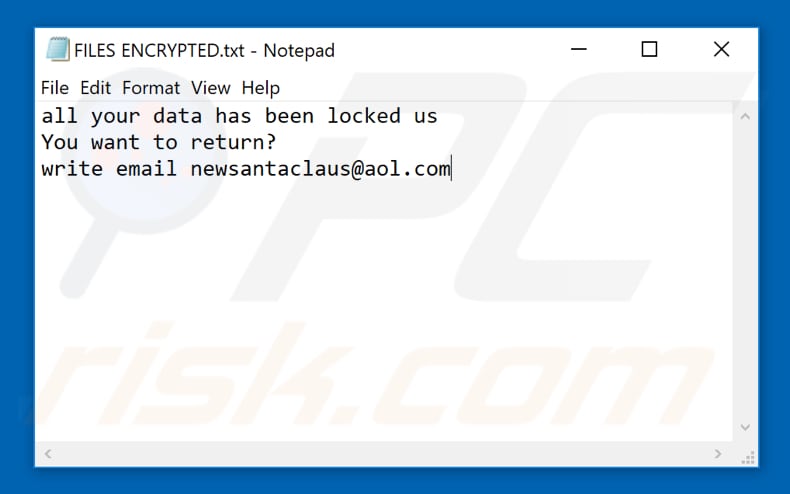 Santa ransomware text file