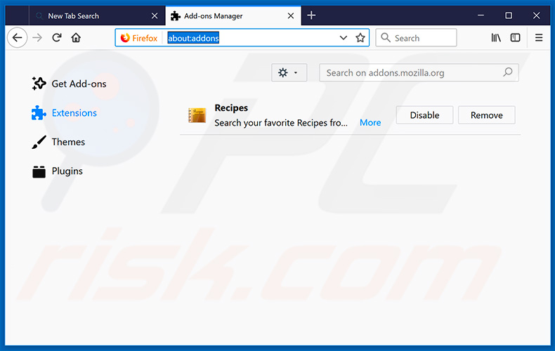 Removing search.hrecipenetwork.co related Mozilla Firefox extensions