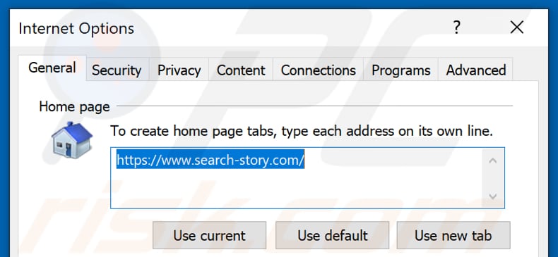 Removing search-story.com from Internet Explorer homepage