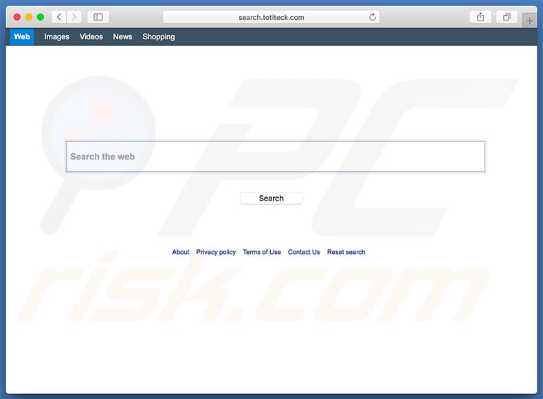 search.totiteck.com browser hijacker on a Mac computer