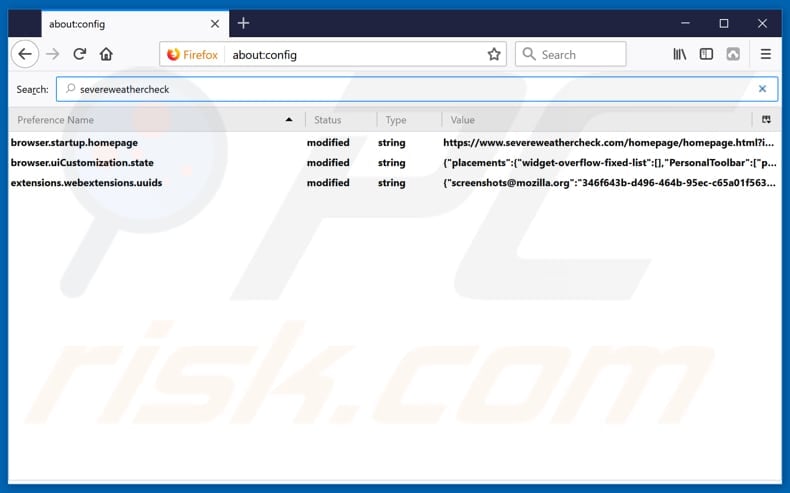 Removing severeweathercheck.com from Mozilla Firefox default search engine
