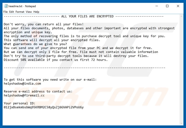 .shadow ransomware ransom note (!readme.txt)