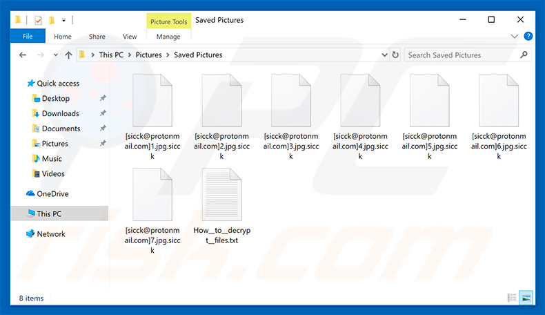 Files encrypted by Sicck