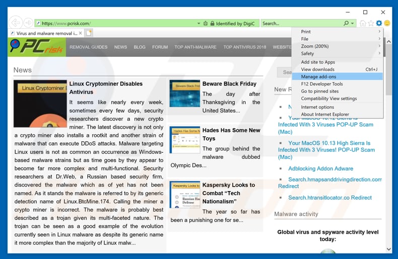 Removing sociatemethio.club ads from Internet Explorer step 1