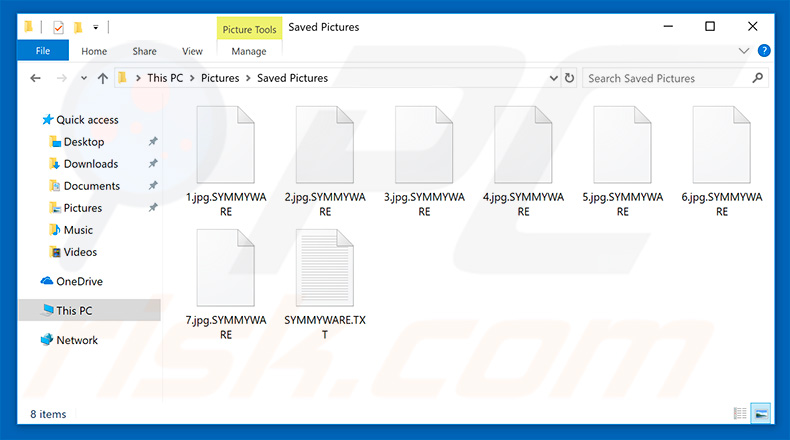 Files encrypted by SYMMYWARE