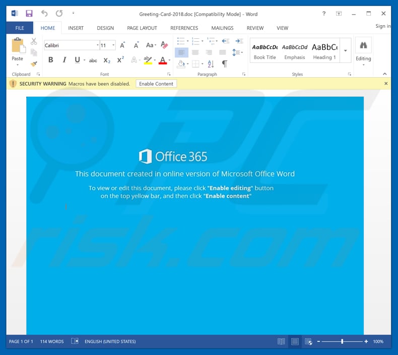 Malicious attachment distributed using Thanksgiving email spam campaign