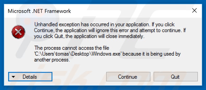 tunca ransomware pop-up error window