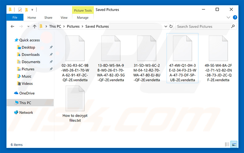 Files encrypted by Vendetta
