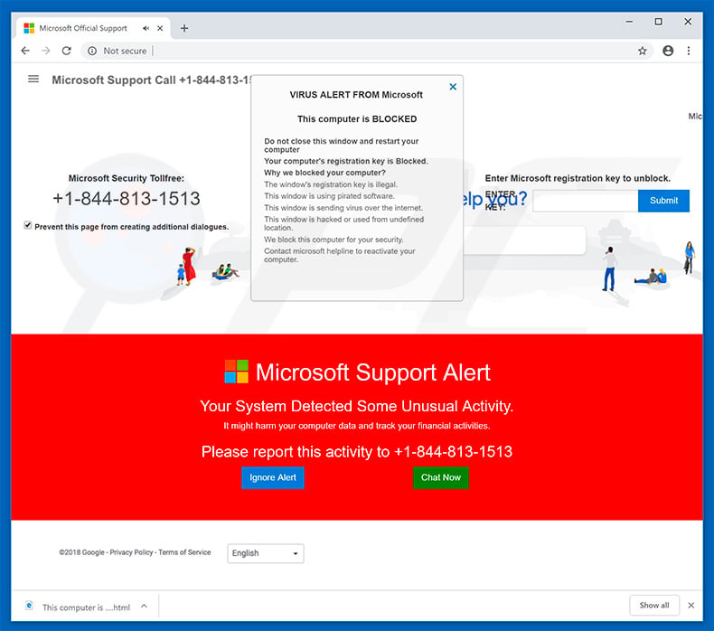 Another variant of VIRUS ALERT FROM MICROSOFT scam