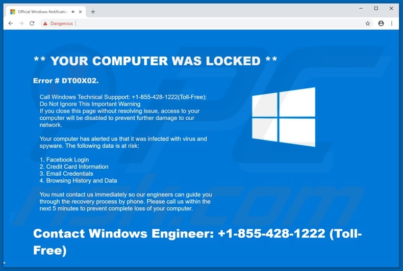 waslocked website displaying popup