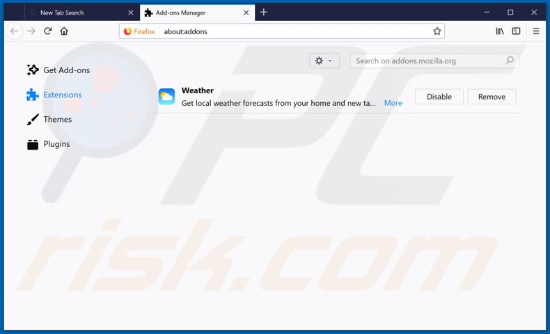 Removing search.hweathernation.co related Mozilla Firefox extensions