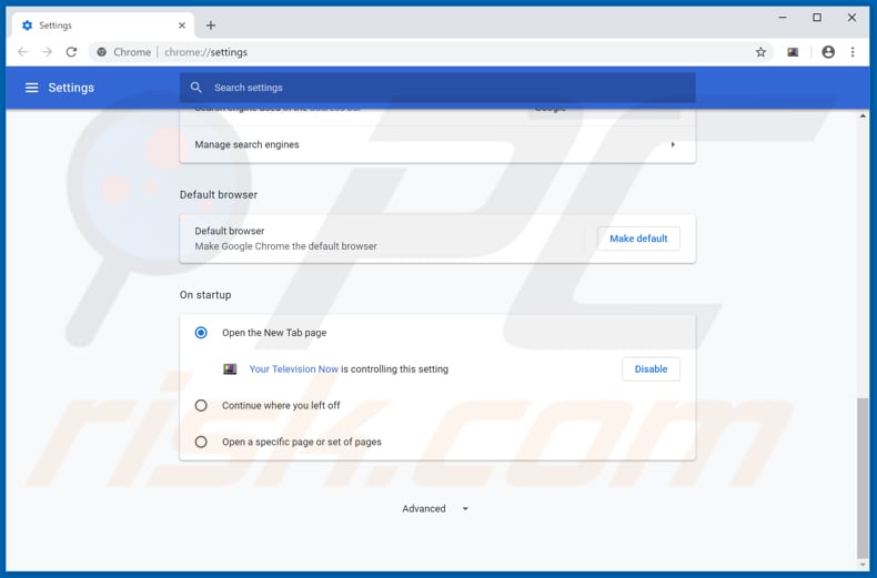 Removing search.hyourtelevisionnow.com from Google Chrome homepage