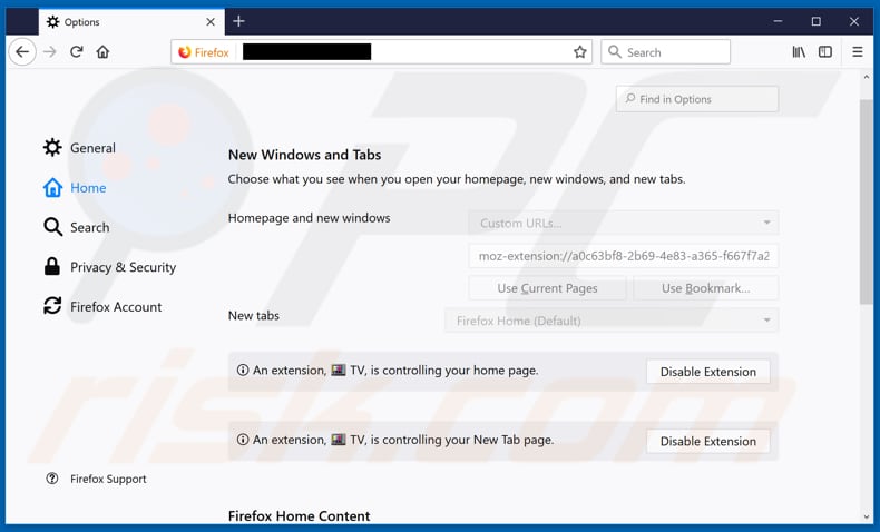 Removing search.hyourtelevisionnow.com from Mozilla Firefox homepage