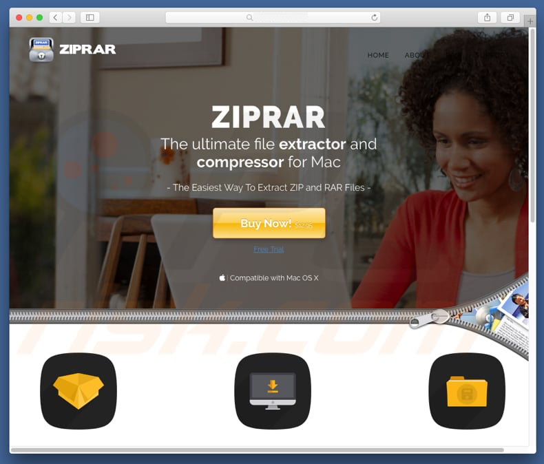 website promoting ZipRar app