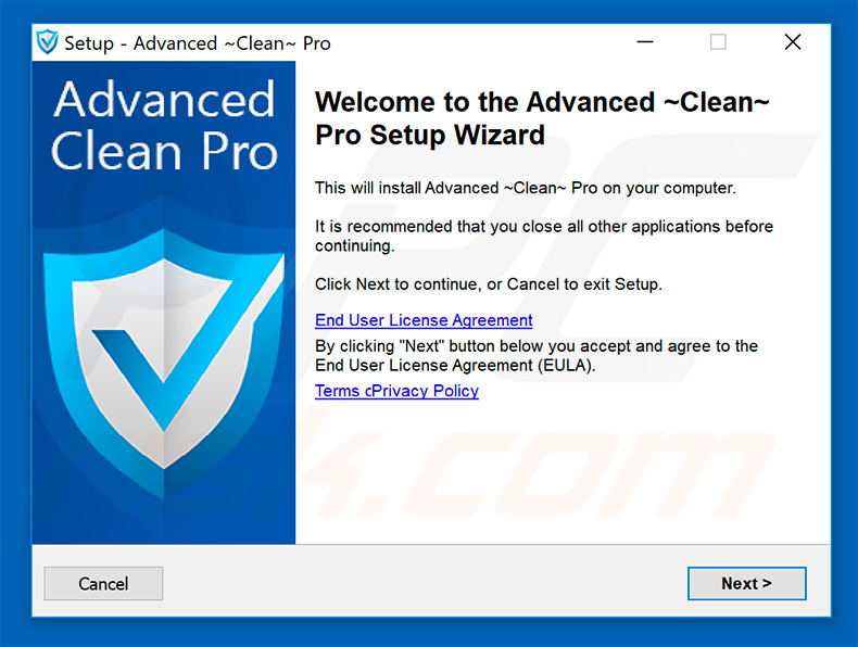 Advanced Clean Pro installation setup