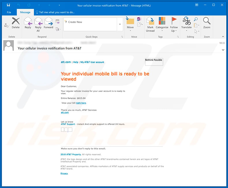 AT&T Email Virus proliferating Hancitor (sample 4)