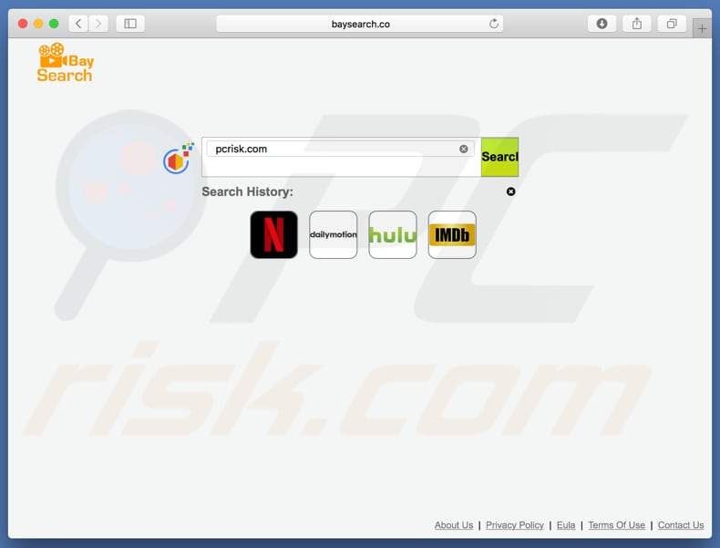 baysearch.co browser hijacker on a Mac computer