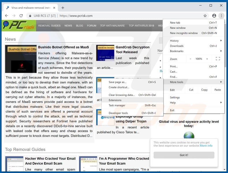 Removing chardlygenerald.info  ads from Google Chrome step 1