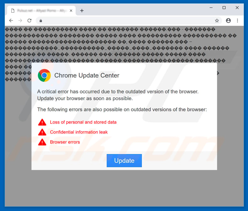 parfume flugt laser Chrome Update Center POP-UP Virus - Malware removal instructions (updated)