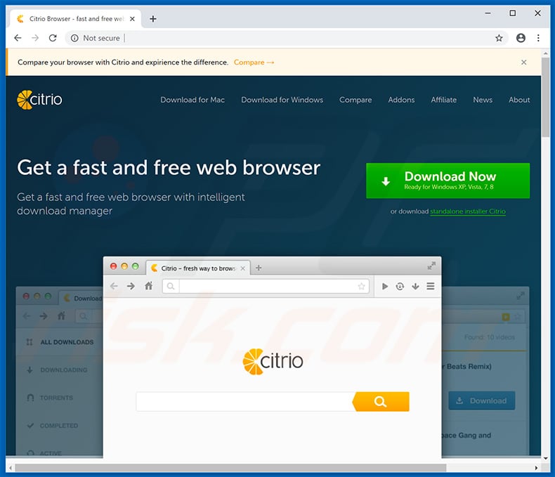 Citrio Browser promoting website