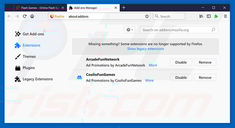 Removing clicktated.com ads from Mozilla Firefox step 2