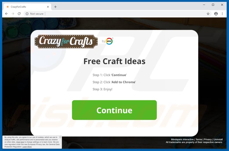 Website used to promote CrazyForCrafts browser hijacker