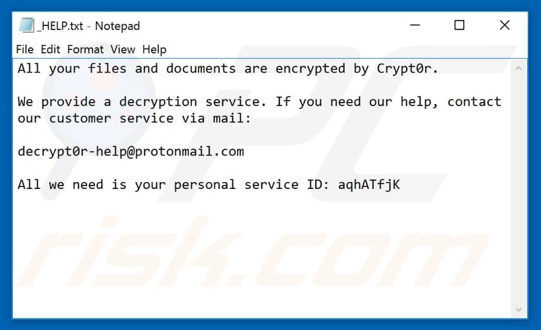 Crypt0r decrypt instructions