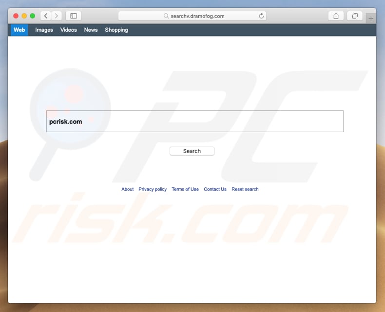 Search.dramofog.com browser hijacker on a Mac computer