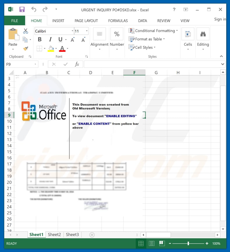 Malicious attachment distributed through DSKD Email Virus spam campaign